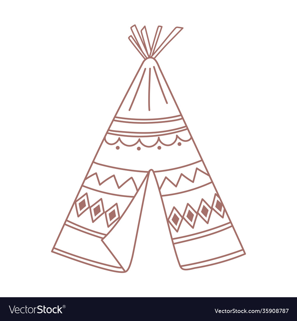 Teepee ornamental boho and tribal hand drawn style