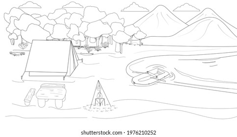 Fishing coloring page stock photos