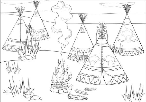 Camping coloring page vector images