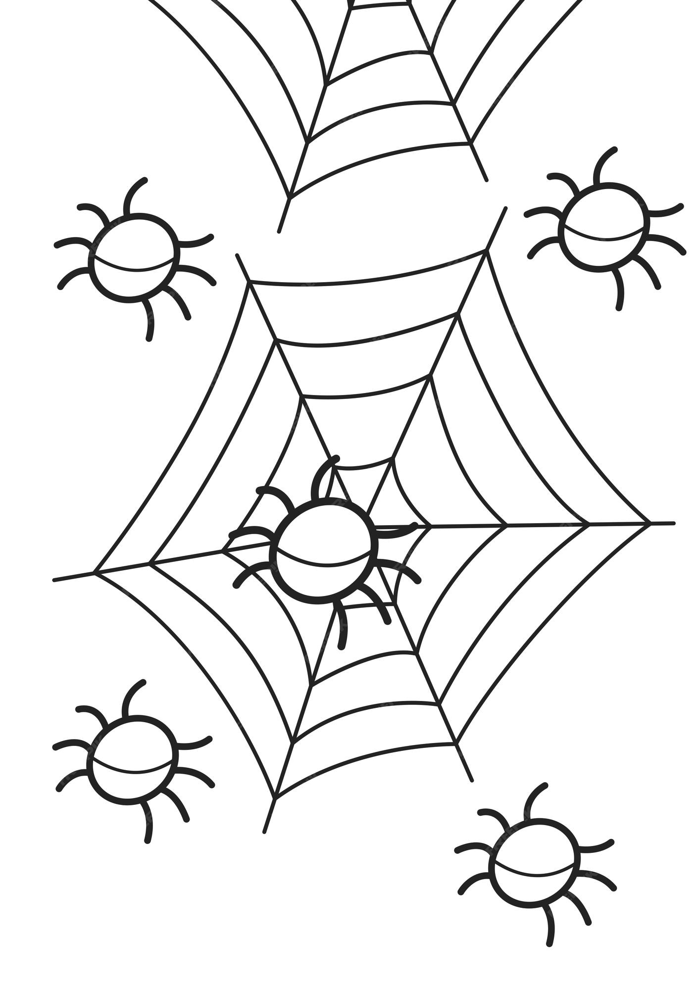 Actividad para colorear de dibujos animados de telaraãa de halloween para niãos y adultos vector premium