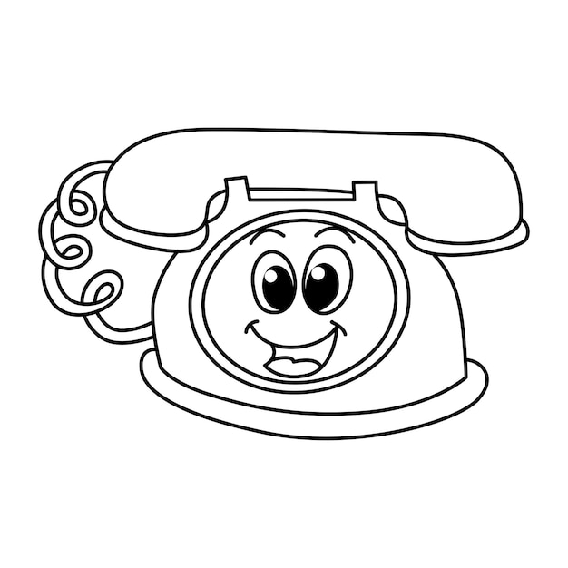 Premium vector funny telephone cartoon characters vector illustration for kids coloring book