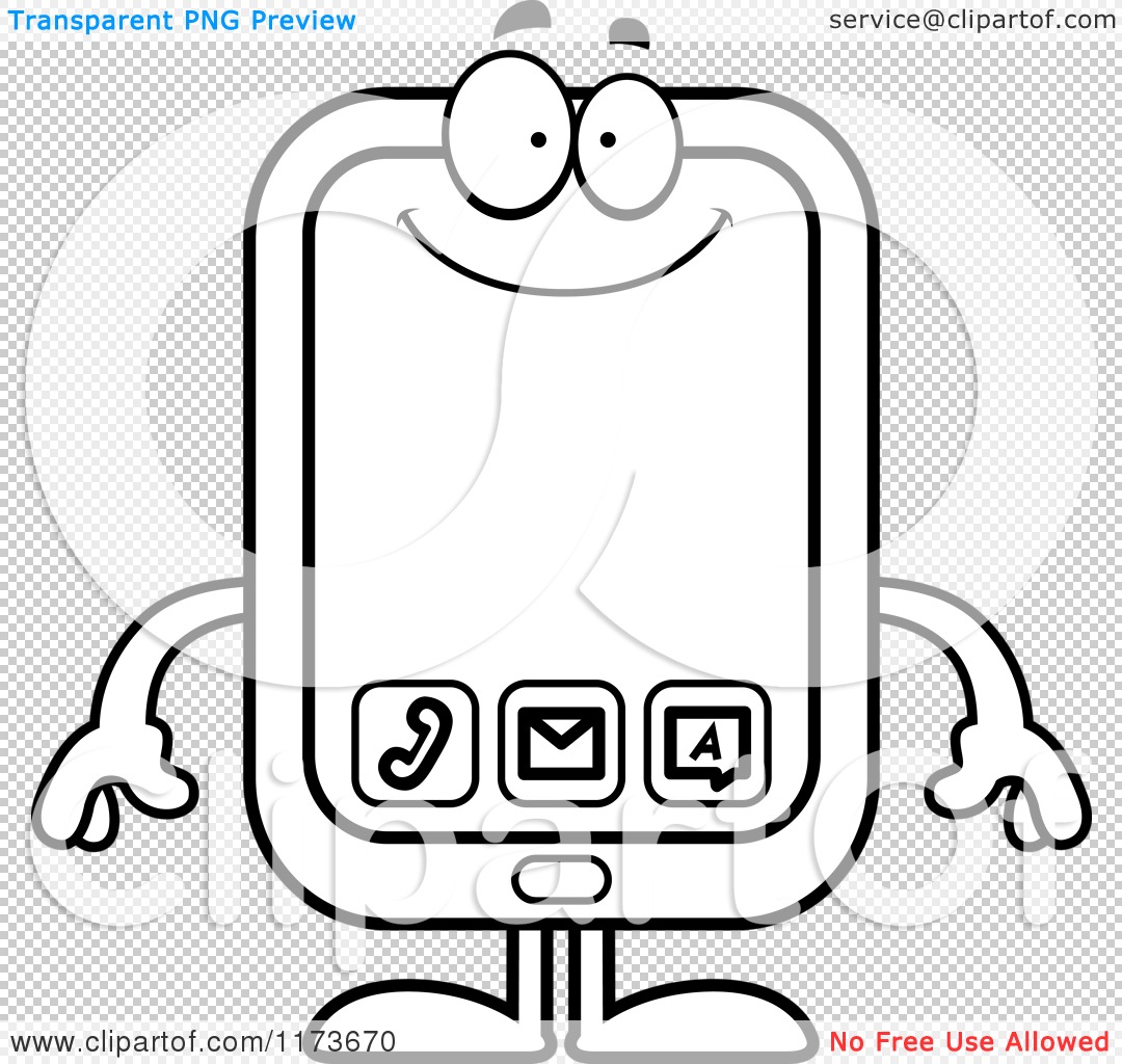 Cartoon clipart of a happy smart phone mascot