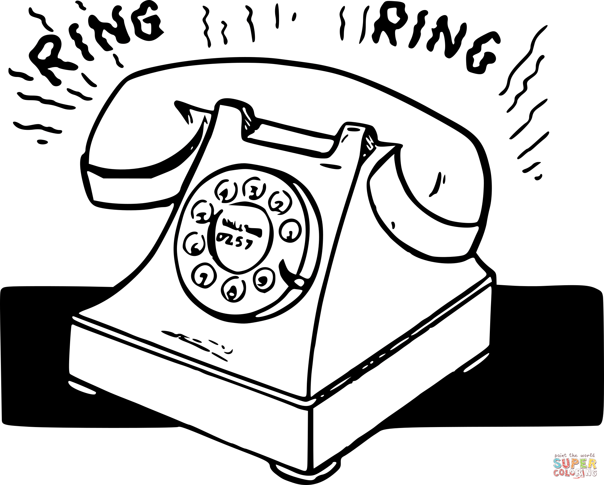Vintage ringing telephone coloring page free printable coloring pages