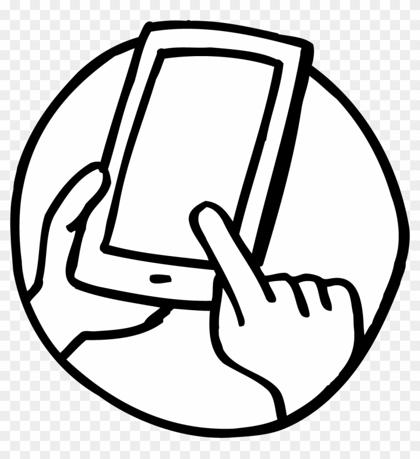 Cell phone black white line art