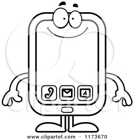 Cartoon clipart of a happy smart phone mascot