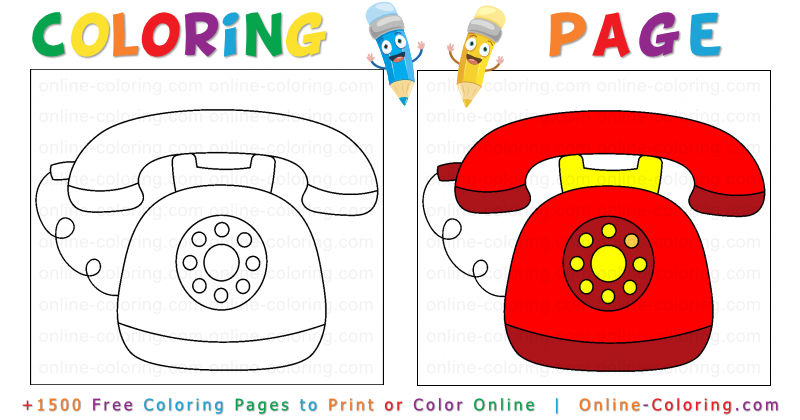 Vintage rotary dial telephone free online coloring page