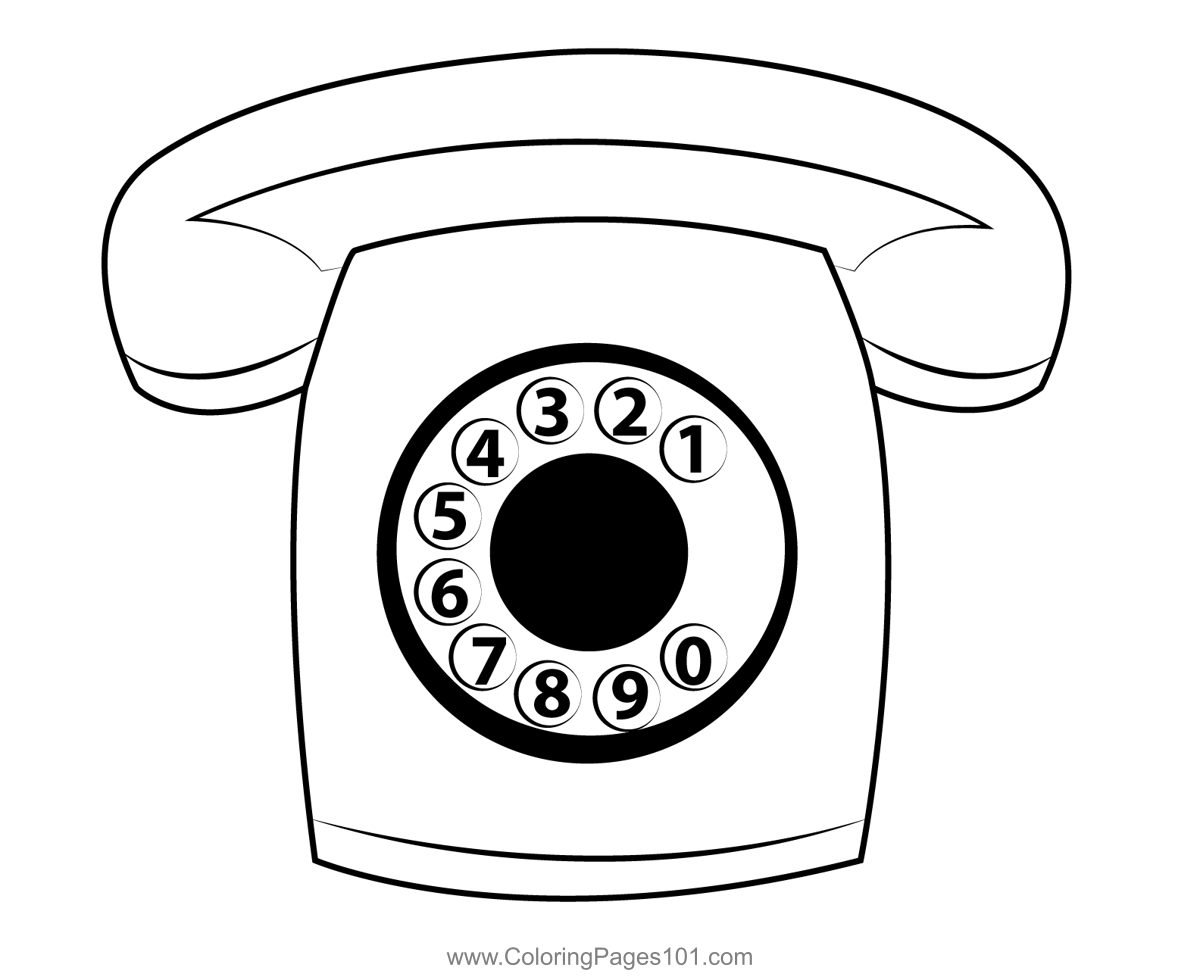 Old green telephone coloring page
