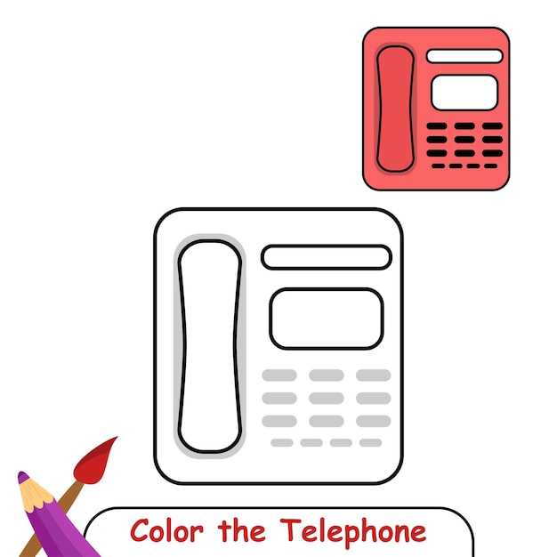 Premium vector vector coloring page for kids telephone vector graphics