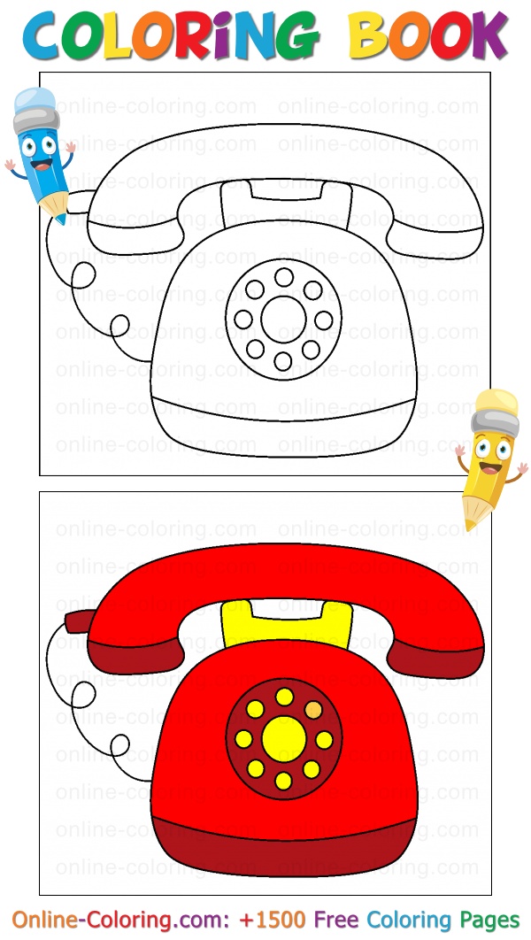 Vintage rotary dial telephone free online coloring page