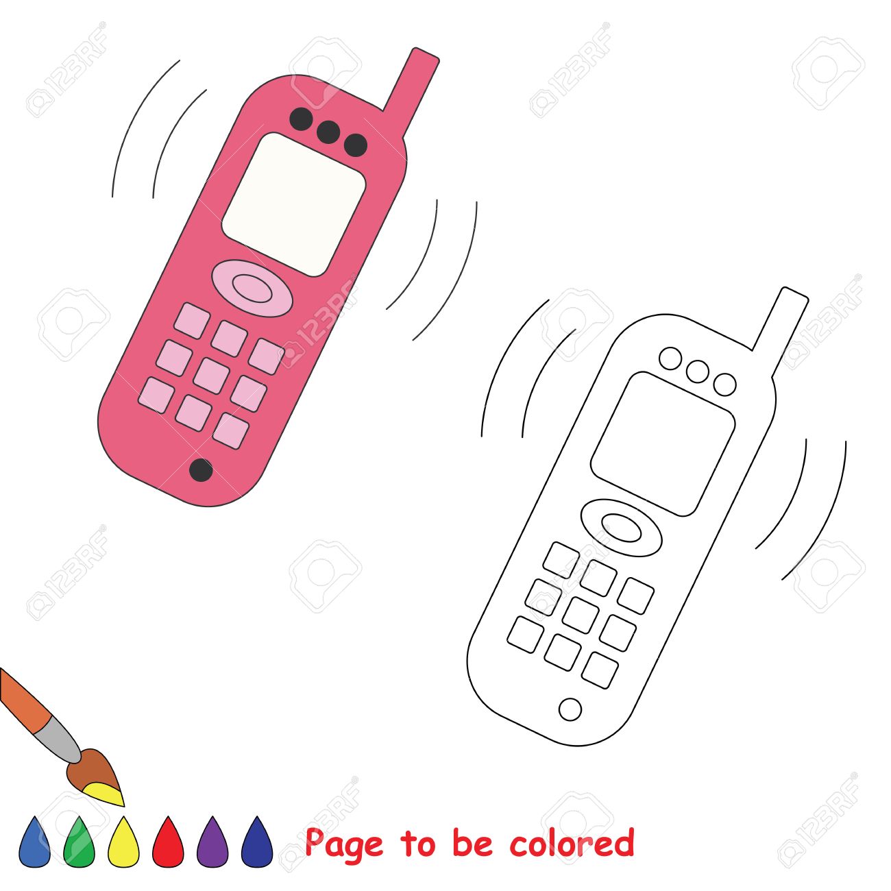 Telephone vector cartoon to be colored coloring book for children royalty free svg cliparts vectors and stock illustration image