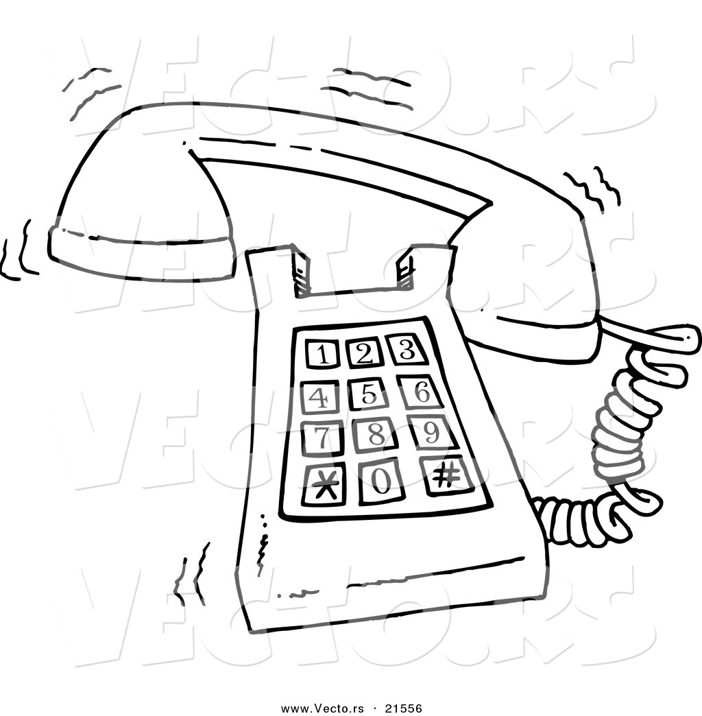 R of a cartoon ringing desk phone