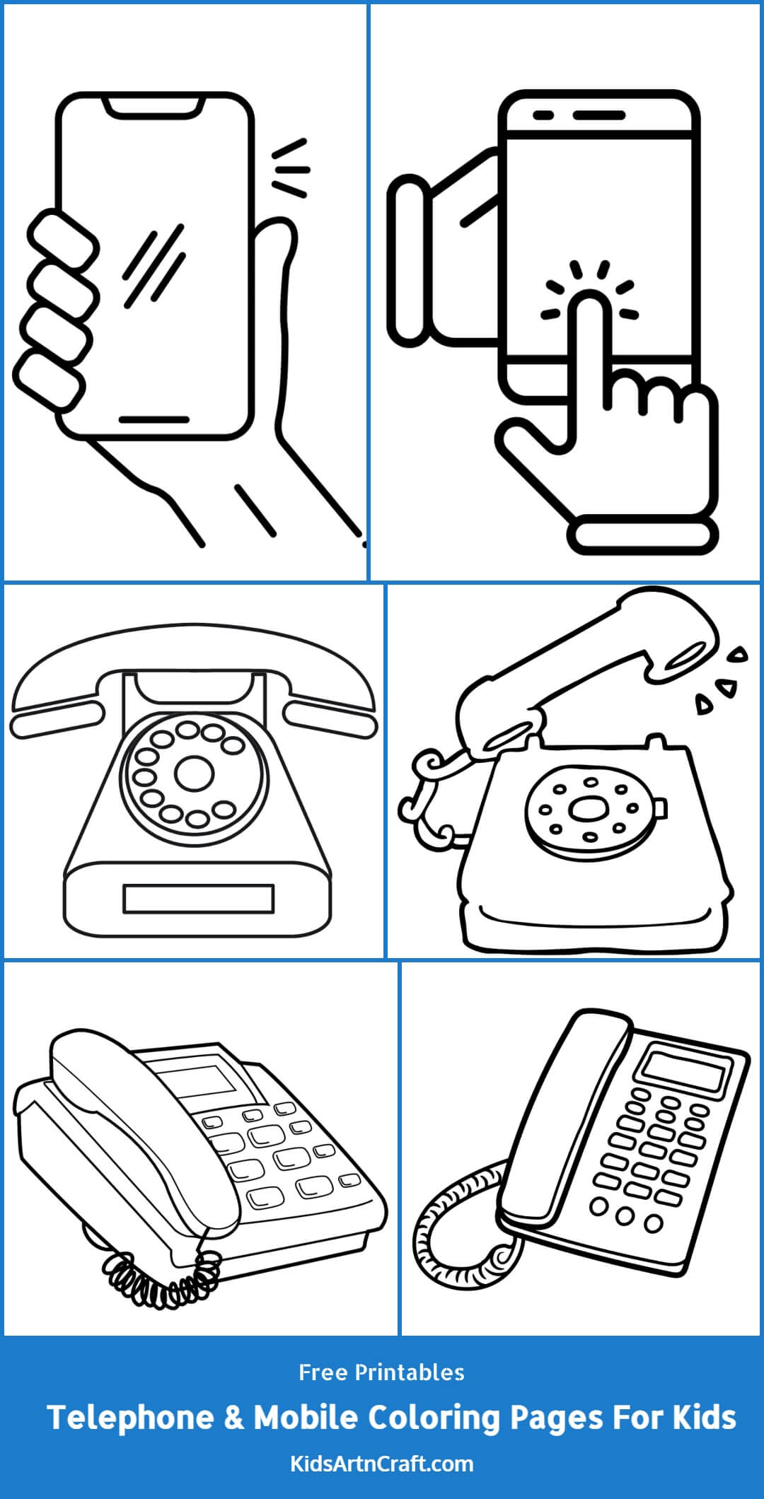 Telephone mobile coloring pages for kids â free printables