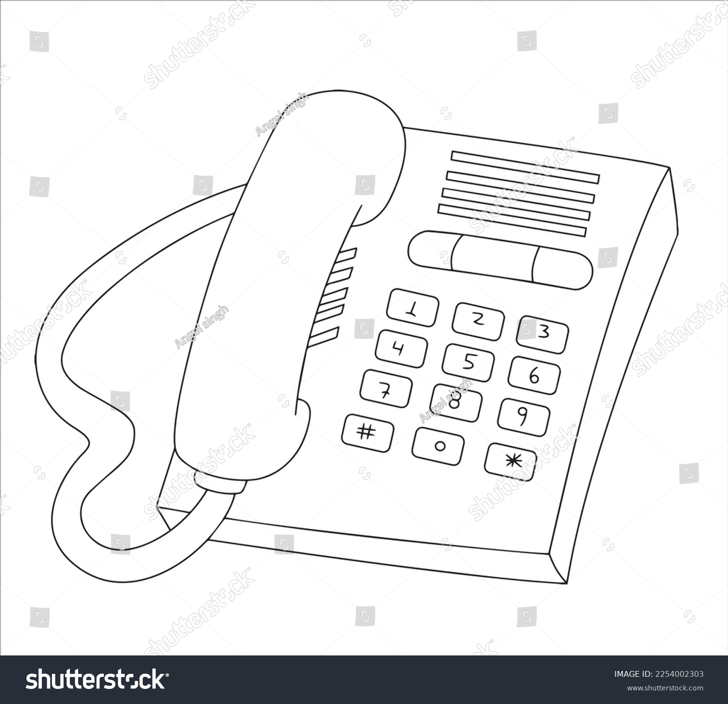 Cute cartoon telephonne coloring page kidsvector stock vector royalty free