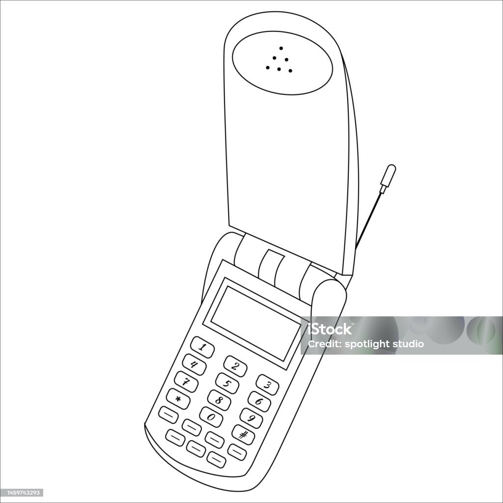 Classic keypad mobile phones coloring pages vector coloring pages for kids stock illustration