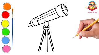 How to draw telescope drawing coloring for kids easy step by step