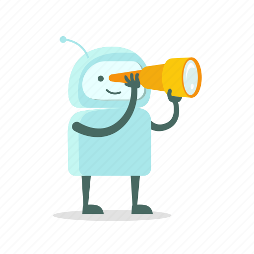Astronomy find robot search spyglass sticer telescope icon