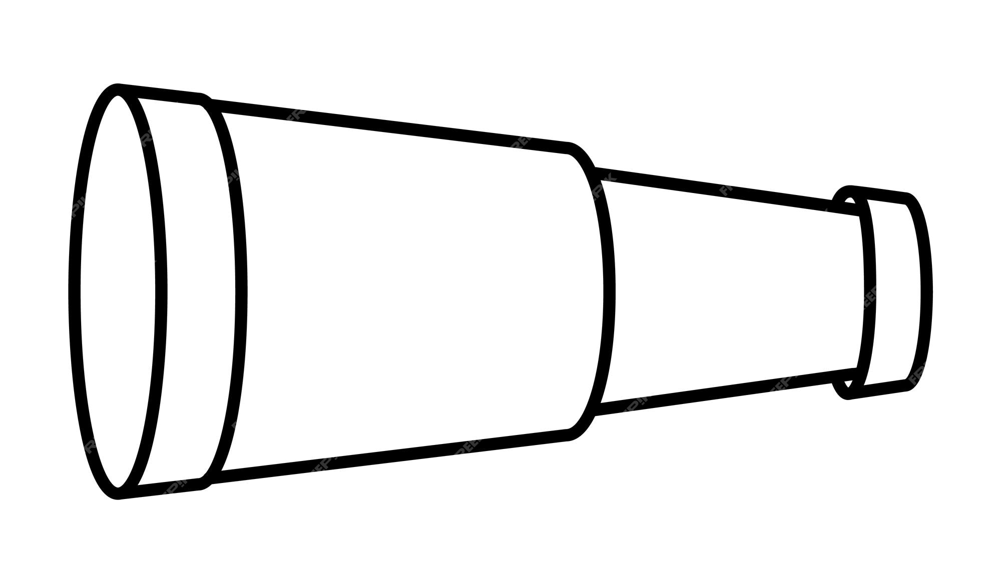 Premium vector black and white spyglass icon line telescope illustration or coloring page outline old looking glass picture marine treasure hunt element isolated on white background pirate equipment