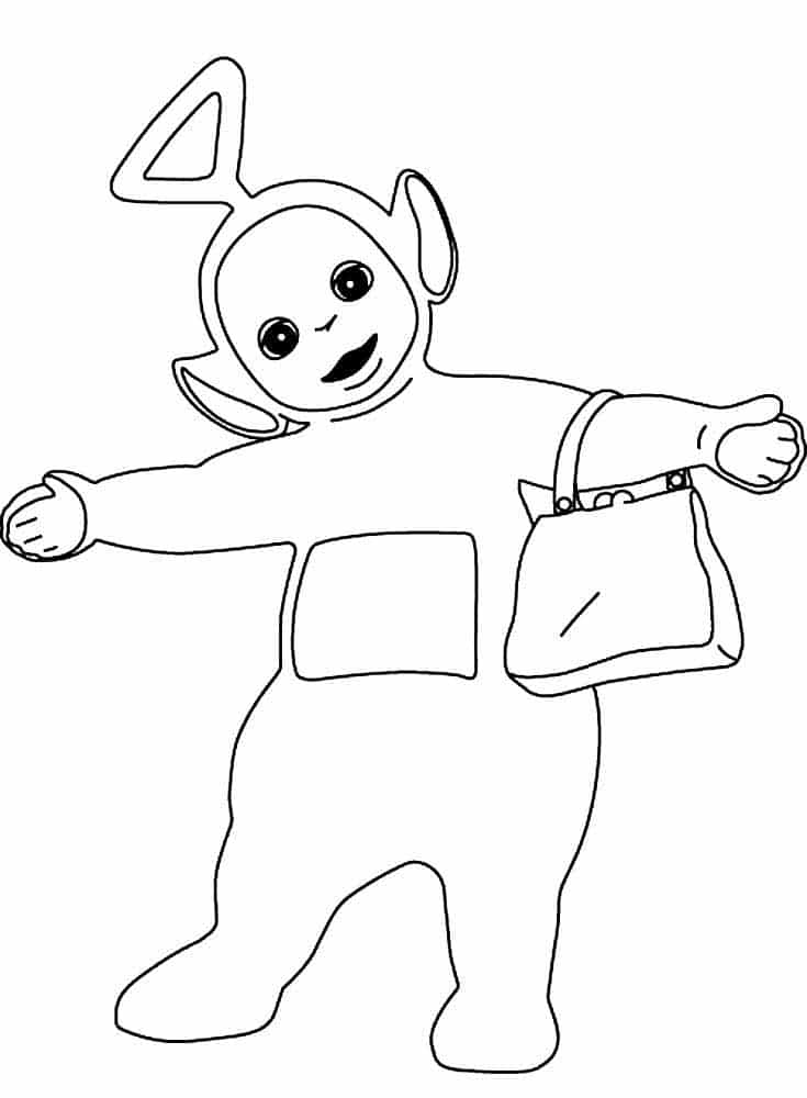 Teletubby with a bag coloring page