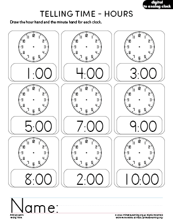 Telling time worksheet