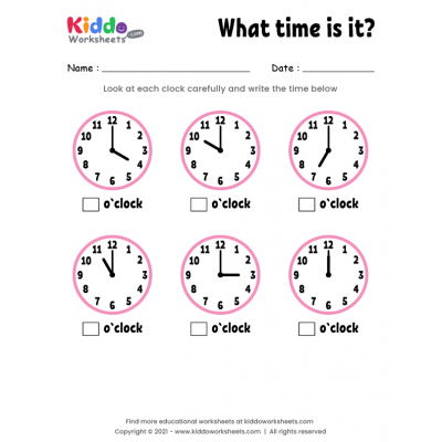 Free printable telling time worksheets