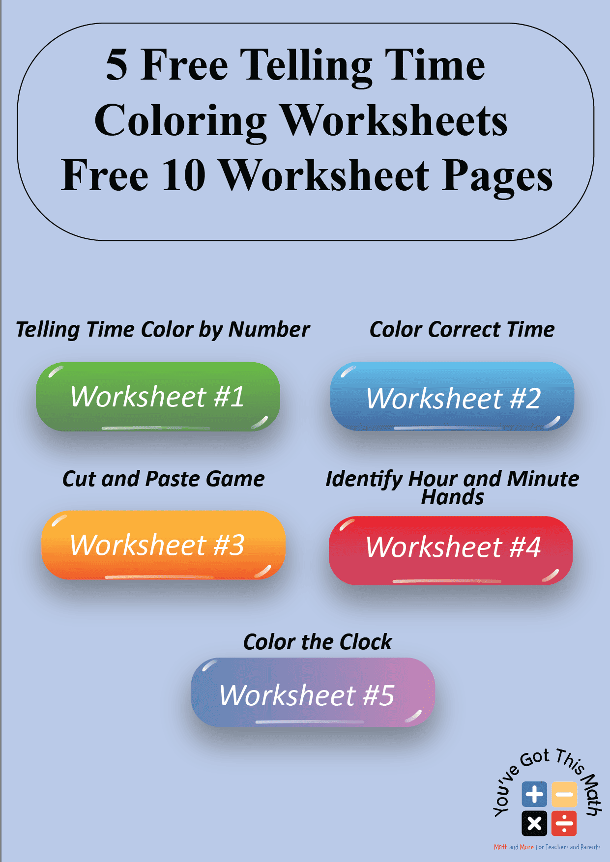 Free telling time coloring worksheets