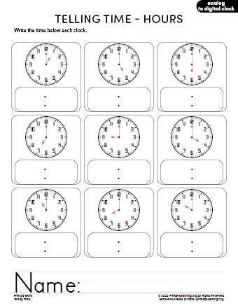 Telling time worksheet