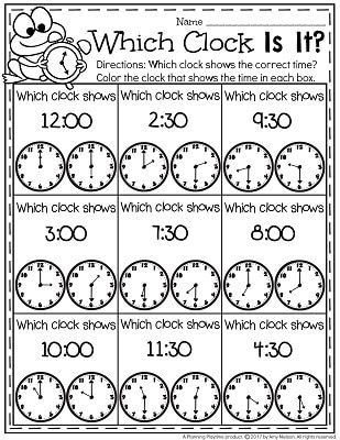 Telling time worksheets