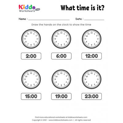 Free printable telling time worksheets