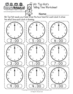 Time worksheets for kindergarten free printables