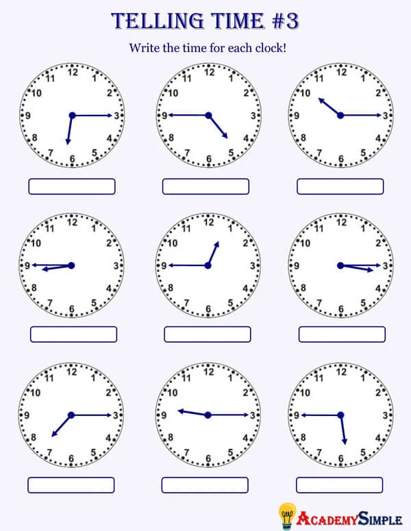 Clocks telling the time worksheet