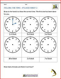 Telling time worksheets