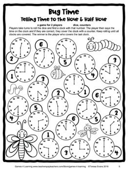 Free telling time to the half hour game