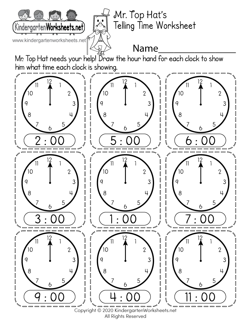 Telling time worksheet
