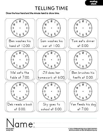 Telling time worksheet