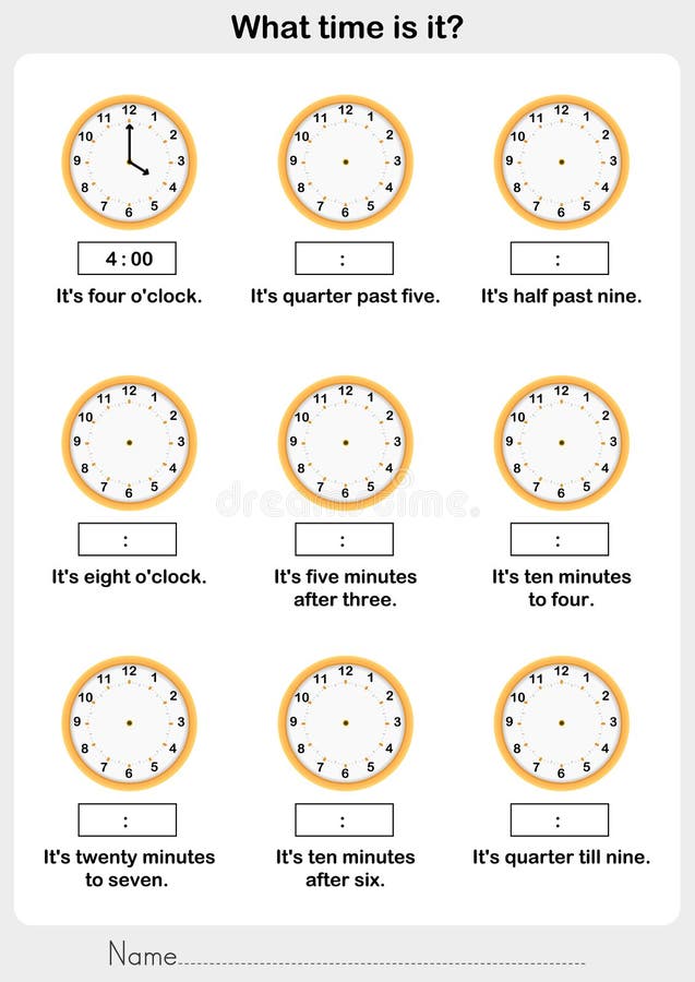 Time worksheet stock illustrations â time worksheet stock illustrations vectors clipart