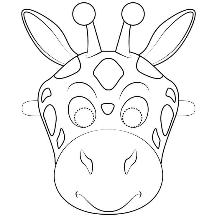 Giraffe mask coloring page
