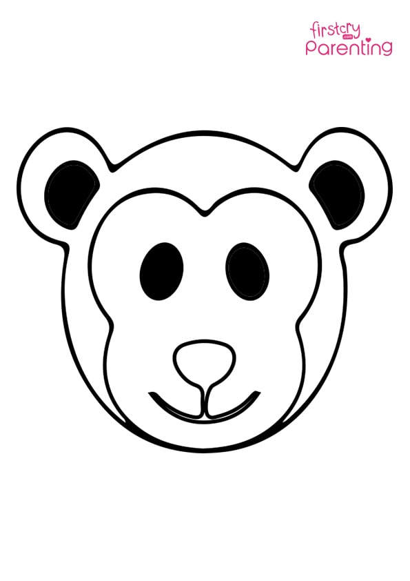 Monkey mask coloring page for kids
