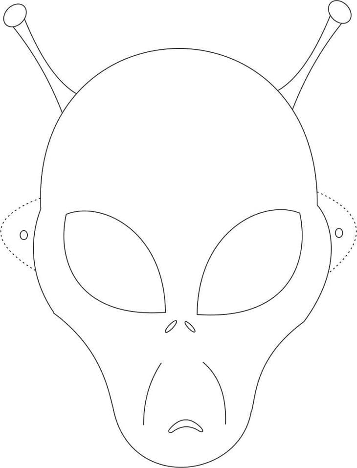Halloween alien mask coloring page