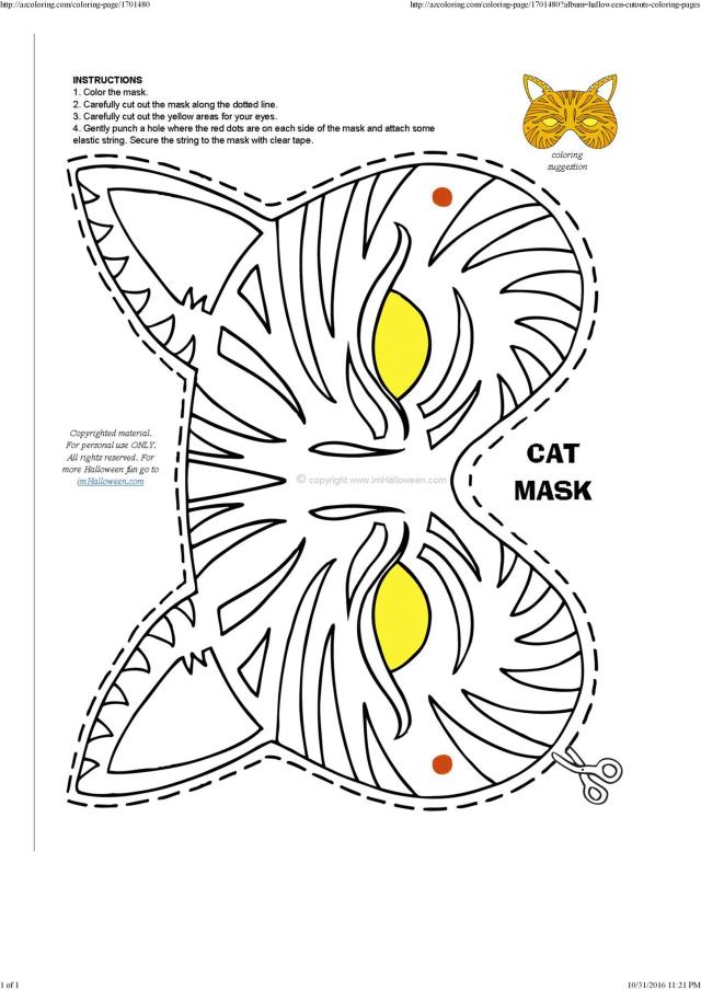 Halloween cat mask template our homework help