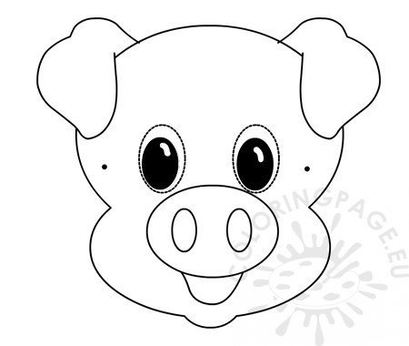Pig paper mask template kids crafts coloring page
