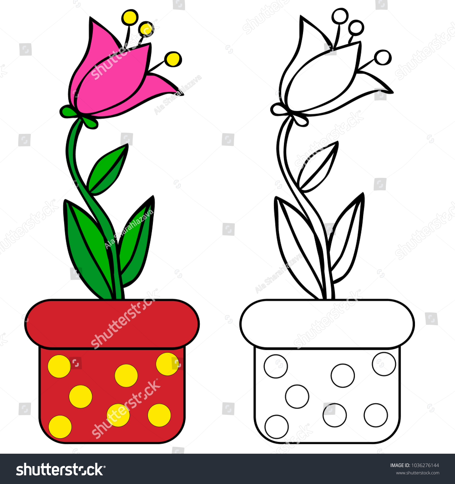 Flowers pot coloring book stock vector royalty free