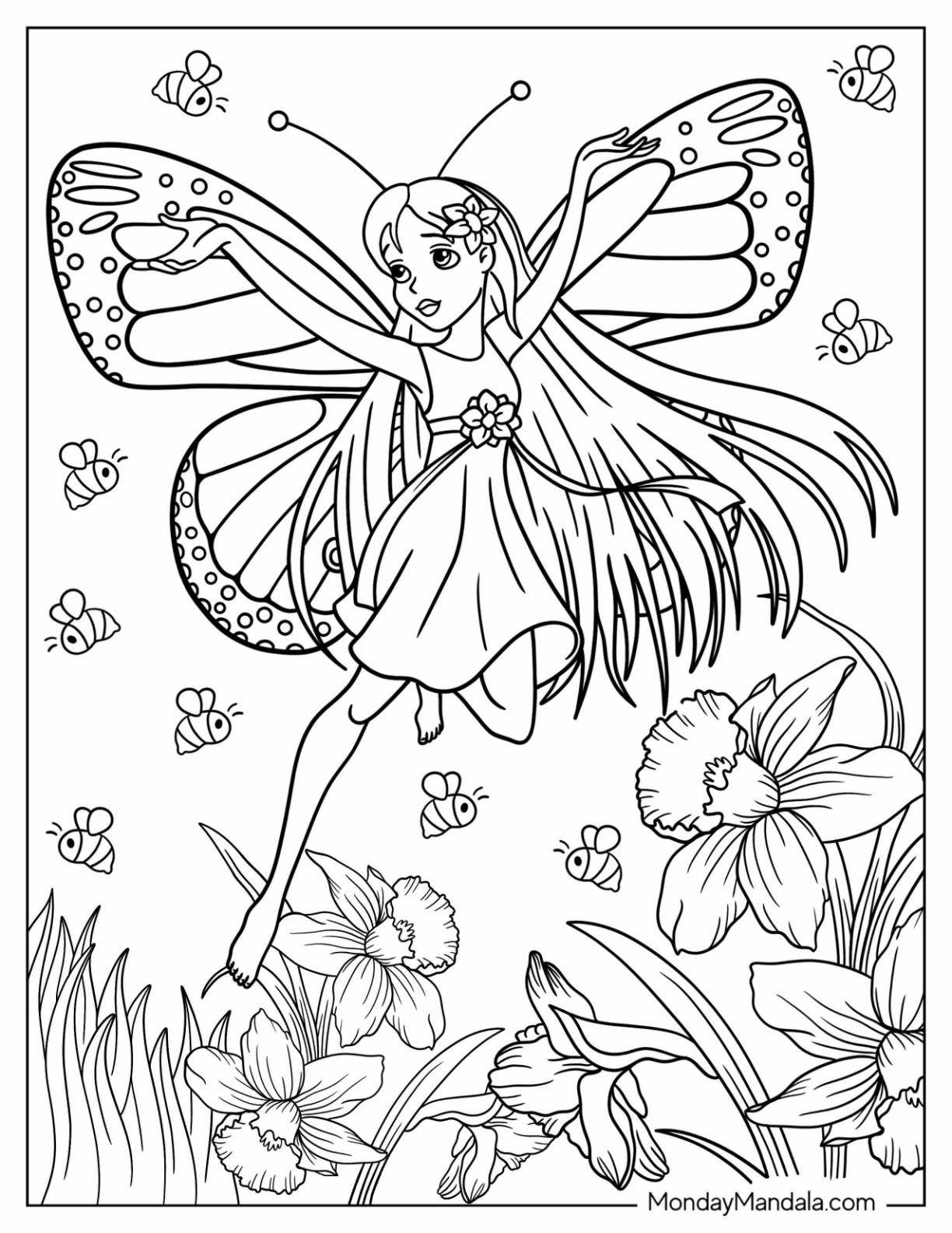 Fairy coloring pages free pdf printables