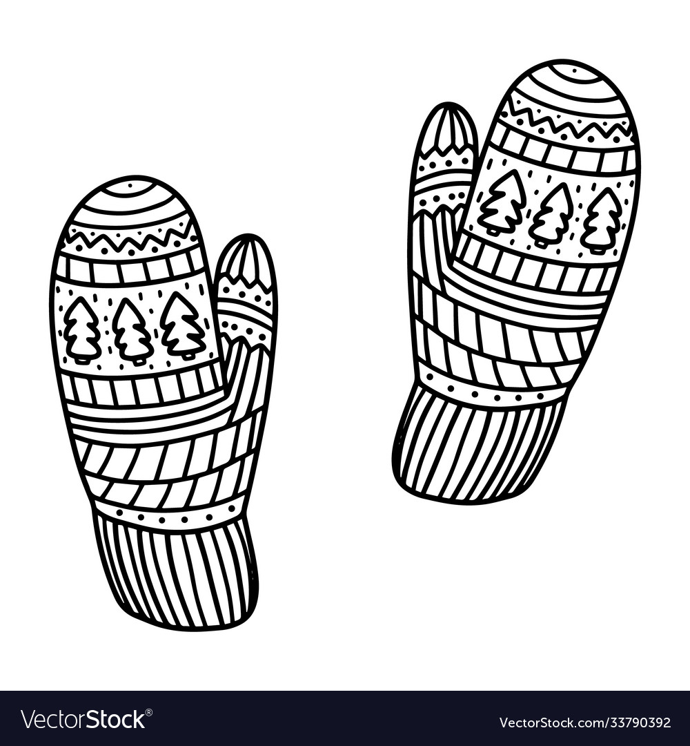 Mittens with a christmas pattern winter clothes vector image