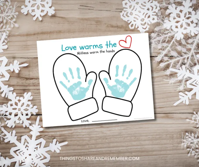 Winter mittens handprint craft share remember celebrating child home