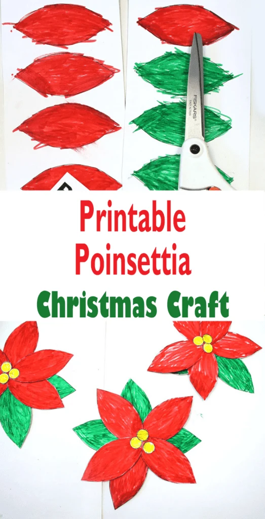 Easy printable poinsettia craft for kids template to make