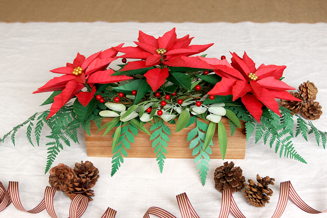 Paper poinsettia centerpiece