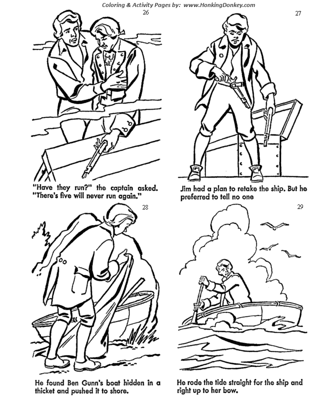 Treasure island coloring pages jim hawkins decides to go back aboard the hispaniola coloring pages
