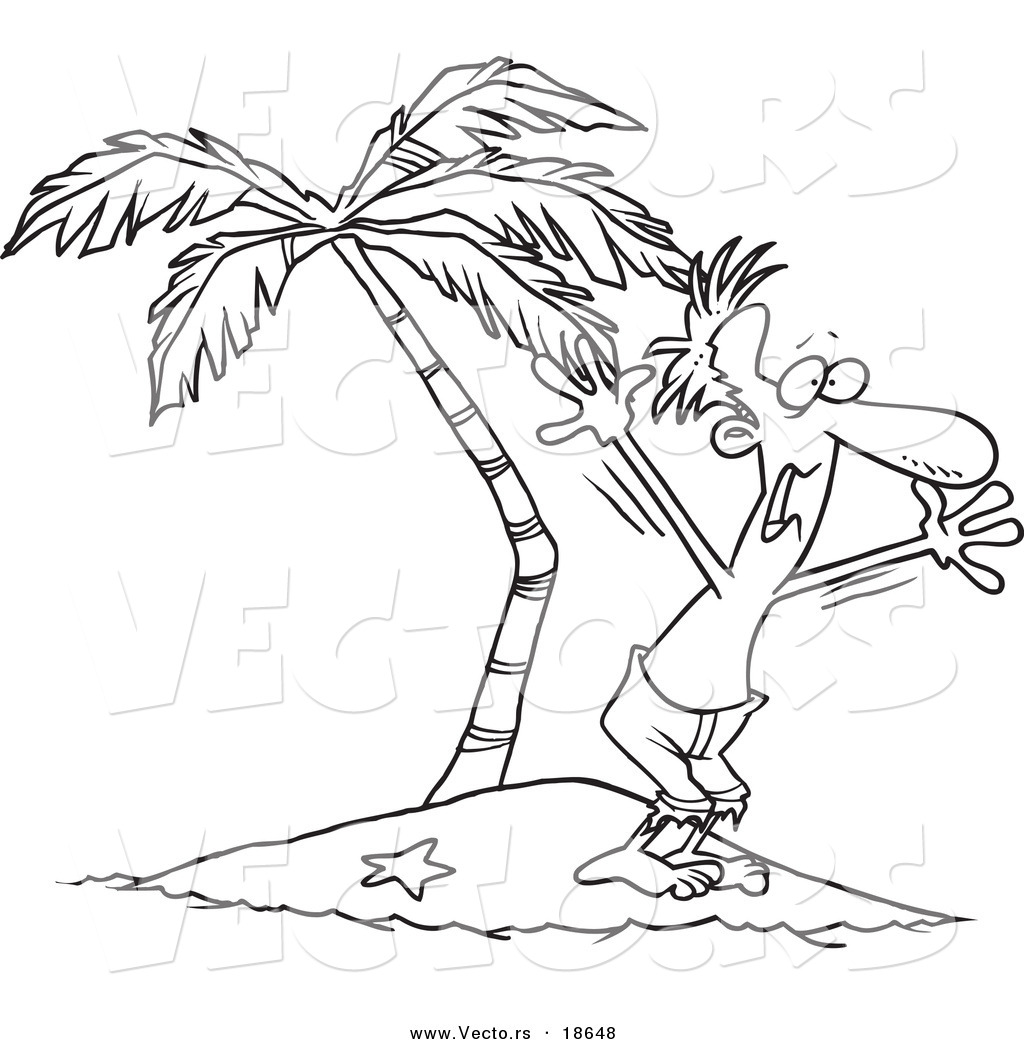 R of a cartoon stranded man screaming for help