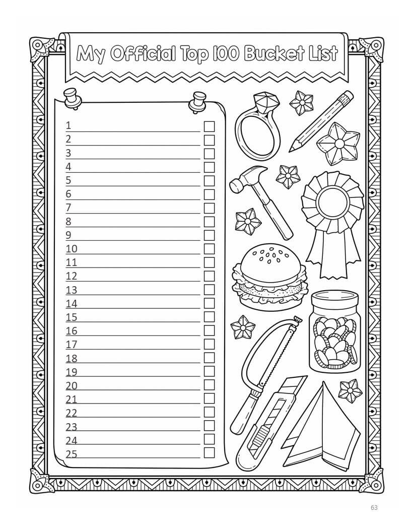 My bucket list coloring book