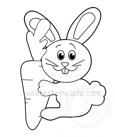 Bunny holding carrot coloring page